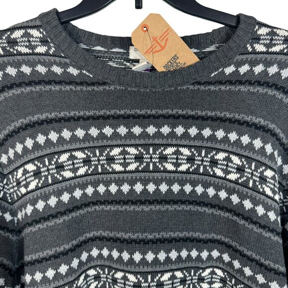 Dockers XX-Large Mens Sweater Geometric Crew Neck Long Sleeve Charcoal Heather - Picture 3 of 7